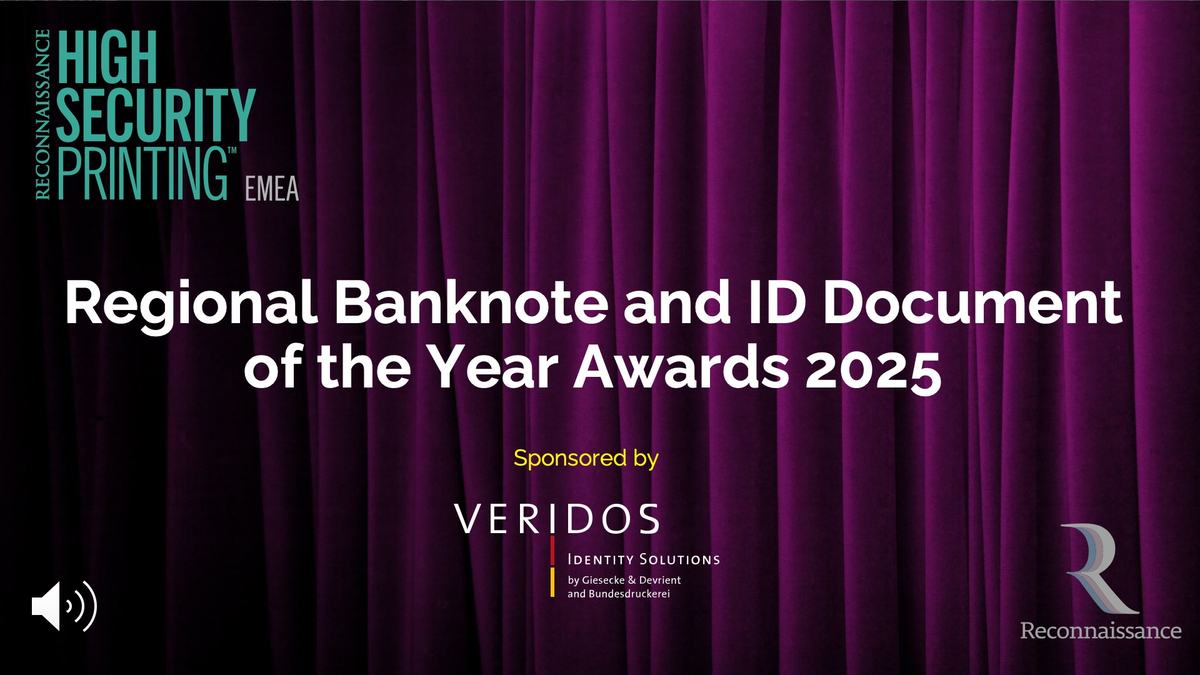 Best in Design and Innovation in EMEA Recognised at 2025 Banknote and ID Document Awards